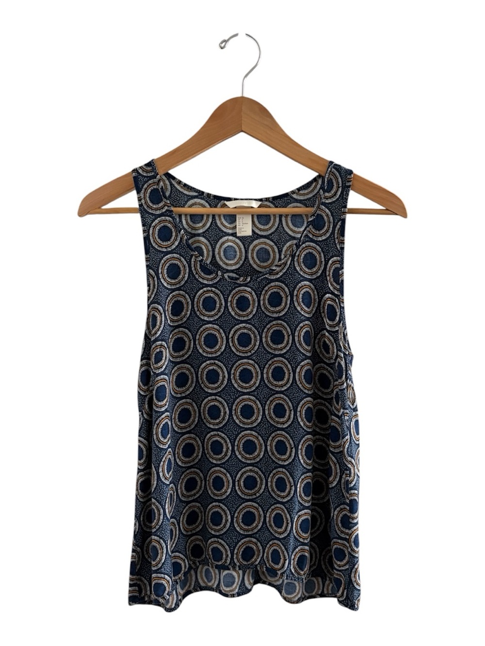 H&M Navy, Yellow, and White Circular Print Tank Top